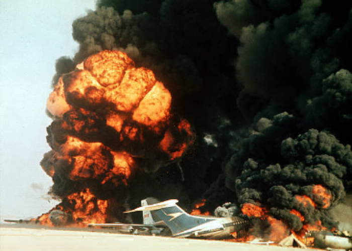 Dawson's_field_aircrafts_blown_up_in_Jordan,_12_September_1970
